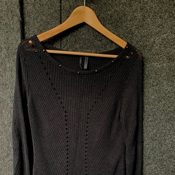 Guess Knit Sheer Black Sweater Sz Medium - Picture 6 of 9